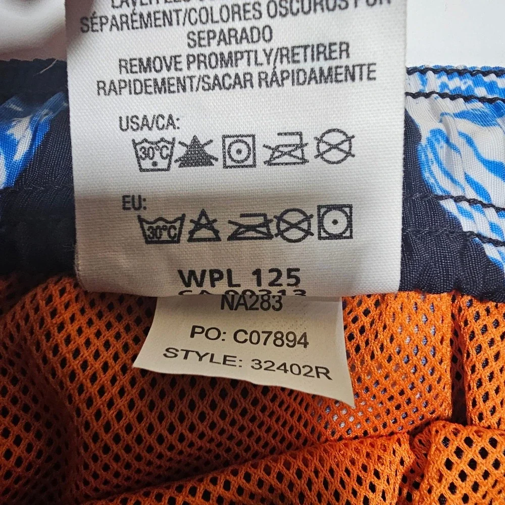 Chaps Ralph Lauren Men's Navy Blue‎ Seashell Starfish Swim Trunks Shorts Size L